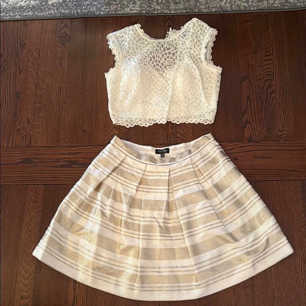 Love Reign Lace Top and Striped Skirt Set